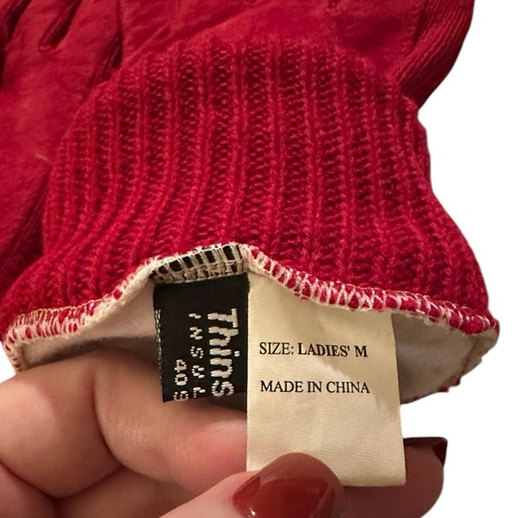 Thinsulate Red Suede Insulated Gloves - Picture 6 of 9